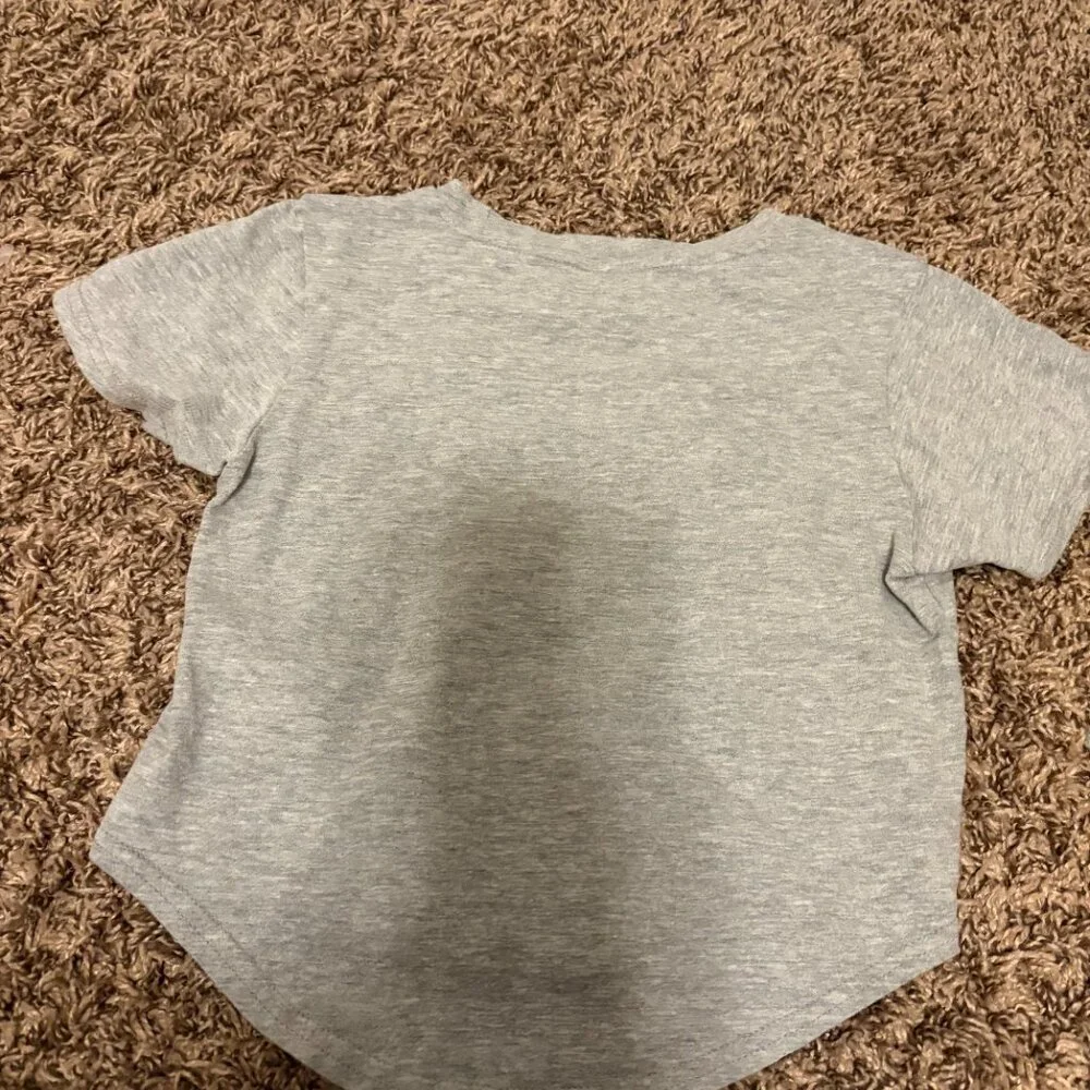 The North Face Crop Top Small 7/8 Gray Short Sleeve Pinecone Branch Graphic